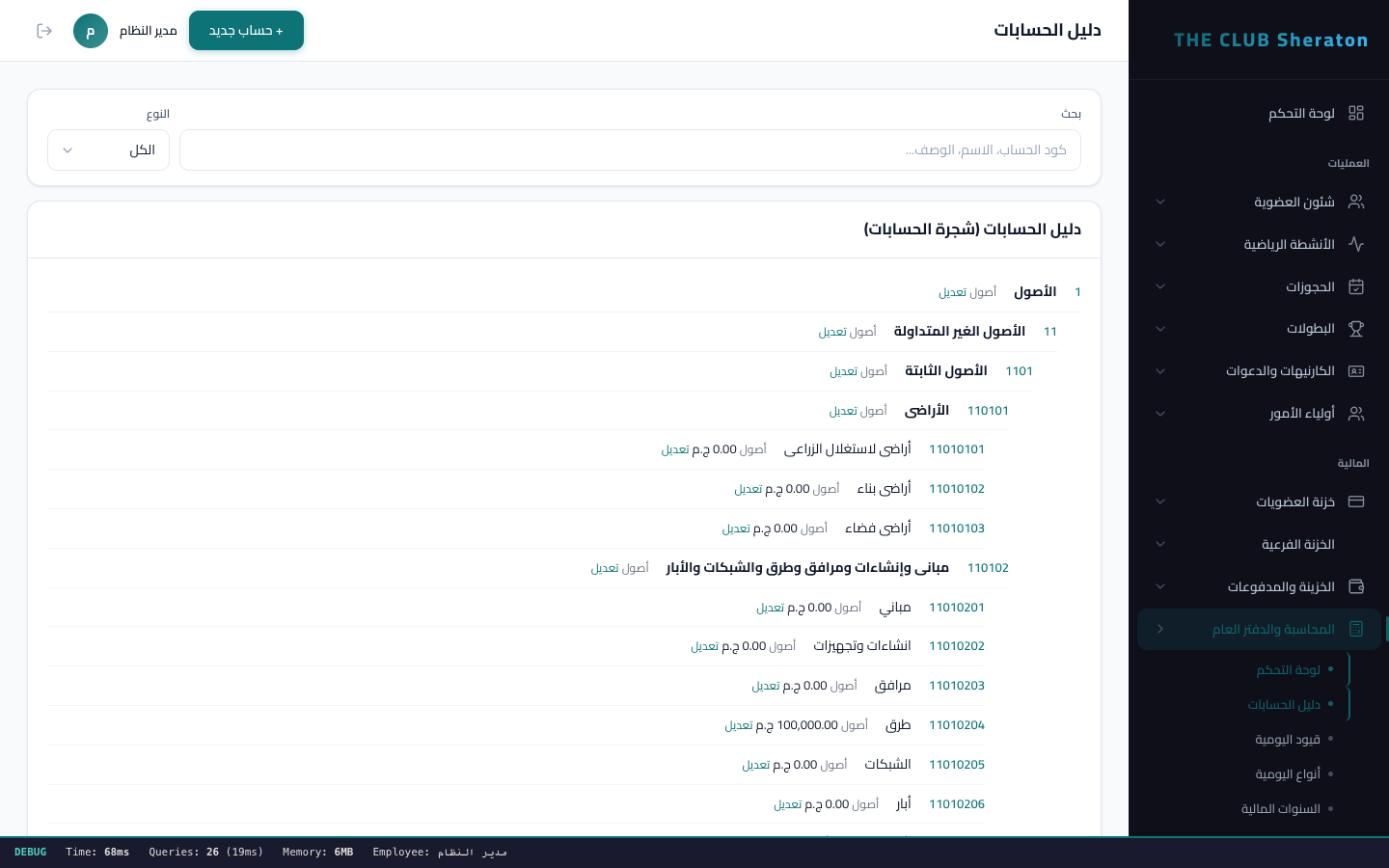 شجرة الحسابات - دليل حسابات هرمي متعدد المستويات